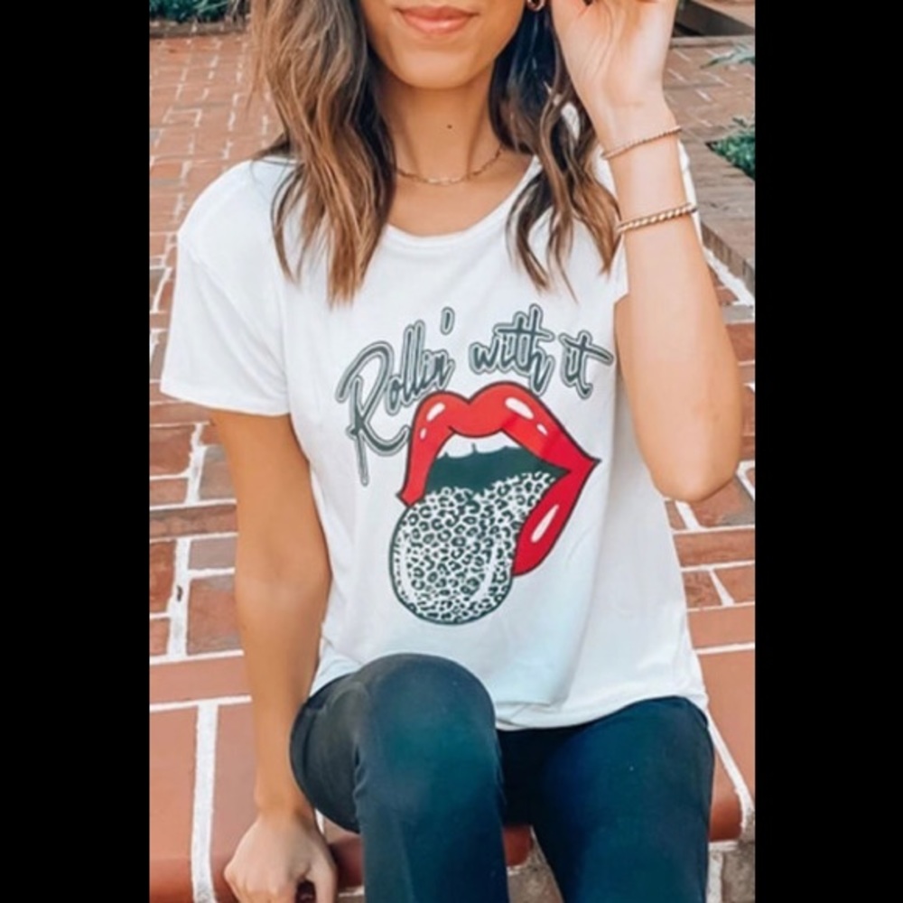 Rolling Stones ROLLIN’ WITH IT 💋Lips Short Sleeve T-Shirt